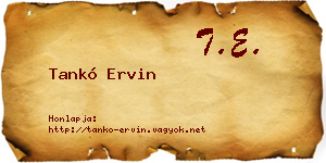 Tankó Ervin névjegykártya